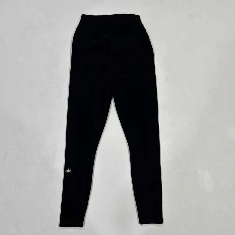 Alo Yoga High Waist Slash Leggings XS Black Cutout Detail